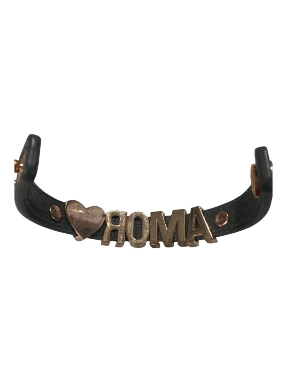 I Love Roma Leather Bracelet With Gold-Tone Amor Lettering & Heart Design - Picture 2 of 8